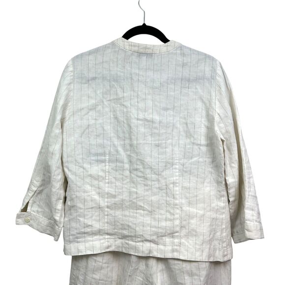 Evan Picone Womens Linen 2 pcs Top and Pants Stripe Long Sleeve Cream‎ Tan Sz 12 - Picture 5 of 11